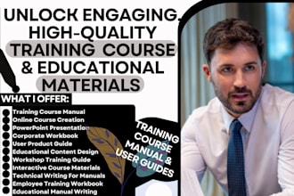 design educational training course manual, corporate, workbook, product guides