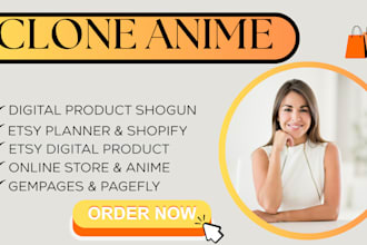 clone anime shopify clothing store gumroad digital planner pensight payhip store
