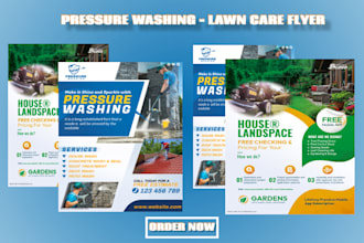 design junk removal, hvac, pressure washing, lawn care logo flyer door hanger
