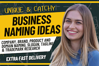 create business company brand and domain name tagline slogan logo and trademark