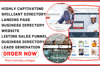 design directory landing page, brilliant directory website, listing sales funnel