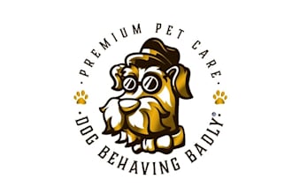 design consulting pet care dog behaving badly logo