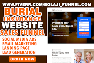 design burial insurance landing page final expenses website burial sales funnel