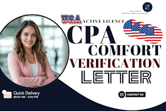 write us cpa letter signed ownership letter income verification comfort letter