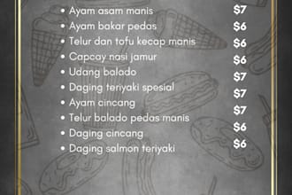 design professional restaurant and food menu design for you