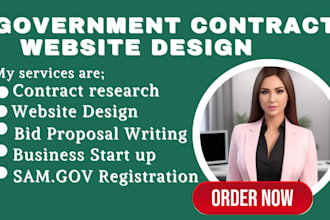 design a government contract website for llc, sba, ngo, 501c3, and rfq website