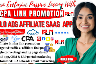 do USA solo ads affiliate saas app mlm leads CRM, CPA link promotion, erp portal