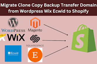 migrate clone copy backup transfer domain from wordpress wix ecwid to shopify