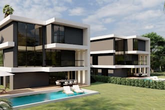 modern luxury villa,swimming pool,minimalist design,bancoly,pent house,car park