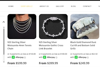 design a custom grillz website, gold teeth jewelry ecommerce store, online store