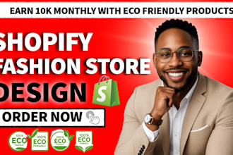 design ecofriendly shopify fashion store or minimalist sustainable clothing