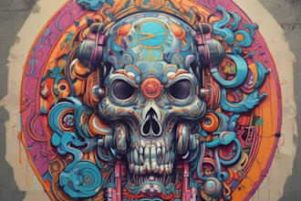 design ionic poplar and graffiti canvas wall art