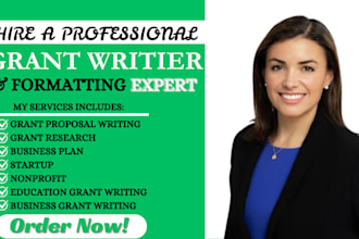 write grant proposal, grant research, formatting, business plan