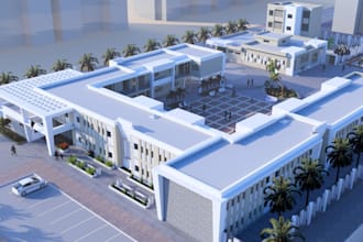 remodel 3d school exterior, interior realistic render ,classroom, office,library
