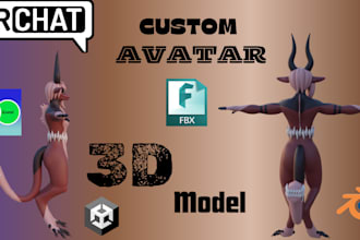 create a custom 3d vrchat avatar furry avatar or vtuber model for vrc