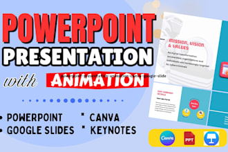 design animated business pitch deck powerpoint presentation, canva slide keynote