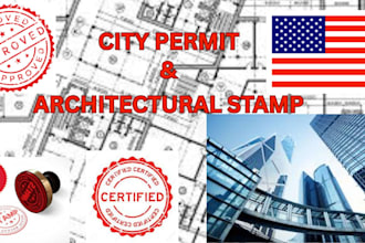 do architectural stamp, 2d floor plan, engineering drawing stamp for city permit