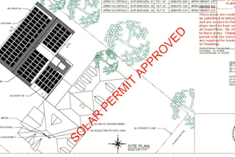 design solar pv design and permit plan on autocad with calculation sheet