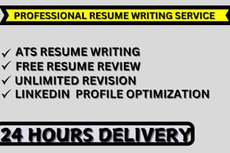 write professional ats resume, cover letter and linkedin profile optimization