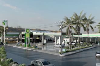 redesign 3d gas station,fuel storage render,filling station,petrol selling space
