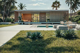 build 3d container house,modernize 3d farm house,warehouse,patio,lobby intrerior