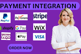 integrate paypal or stripe payment gateway in woocommerce, squarespace,  shopify