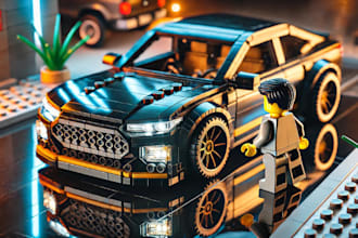do custom 3d lego car, with character, manual instruction