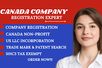 register canada company, canada nonprofit, US llc, 501c3 tax exempt, trademark