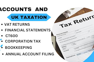file UK vat, bookkeeping, company account and corporation tax return ct600