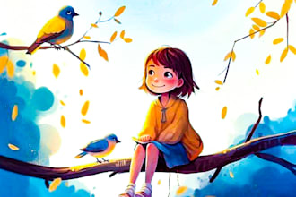 make hand drawn children story book illustration watercolor