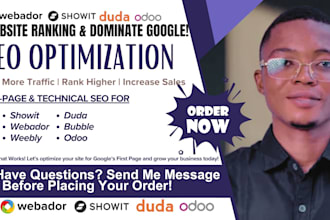 optimize SEO for your website on showit, odoo, duda, strikingly and carrd