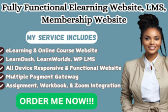 create sleek elearning website lms online course, memberpress, learndash website