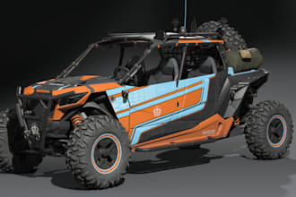 build 3d rugged off road fps game vehicle, rig3d in blender,gta car,car sculpt
