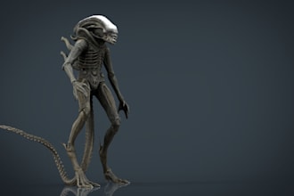 poly 3d animal creature, zombie character, horror, alien, realistic zombie, rig