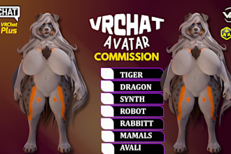 create custom furry vrchat avatar or nsfw 3d model, vtuber vseeface animaze avi