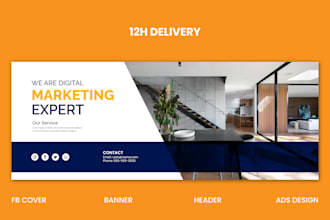 do a professional facebook cover, web banner email header, social media banner