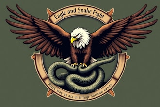 do modern eagle and snake fighting logo with unlimited revisions