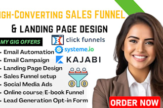 sales funnel, landing page in systeme io gohighlevel clickfunnels kartra kajabi