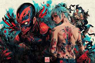 create your anime and comic custom tattoo design and illustration