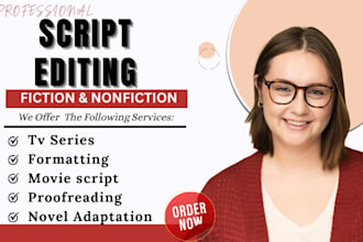 be your script writer and novel adaptation for screenplay movie script TV series