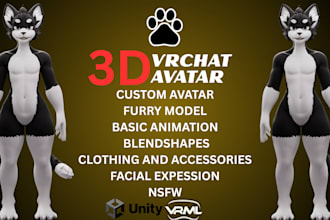 create custom vrchat, vtuber model, 3d furry avatar and nsfw