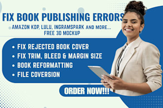 fix book publishing error resize rejected edit reformat book cover for KDP
