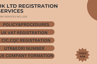 do UK ltd registration, cic registration,business address setup, utr, vat number