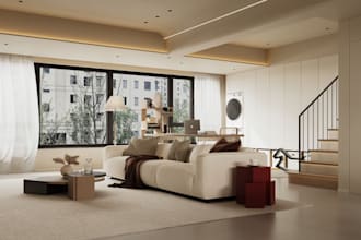 renew 3d cozy living room,closet,apartment interior,kitchen,mood board,cgi video