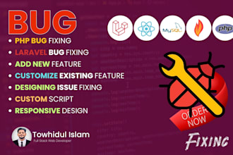 fix any PHP and laravel bugs, errors, issues in 2hrs