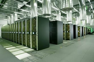 do cgi realistic visuals of data centers, server rooms, cyber cafes, warehouse