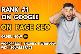 do website on page seo optimization of wordpress shopify wix webflow squarespace