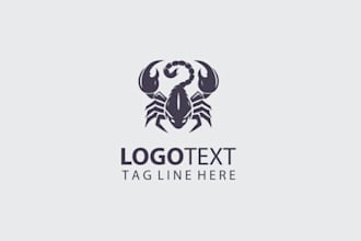 design scorpion, animal, mascot, modern, minimal, creative and unique logo