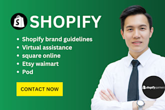 shopify brand guidelines etsy walmart pod virtual assistance wix square online