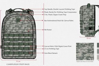 design fashion handbag tech pack, duffle, backpack, bag, tote bag, bag tech pack